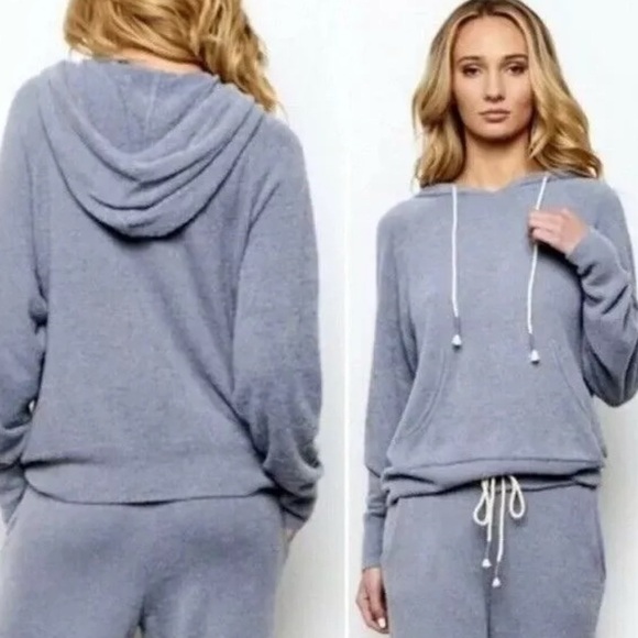Young Fabulous & Broke Soft French Terry Hoodie Fuzzy Size M Gray Sweatshirt - Picture 1 of 7